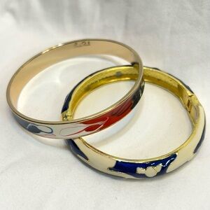 VTG Erwin Pearl Maya Abstract Enamel Bangle Bracelet Expression Gold Tone Signed